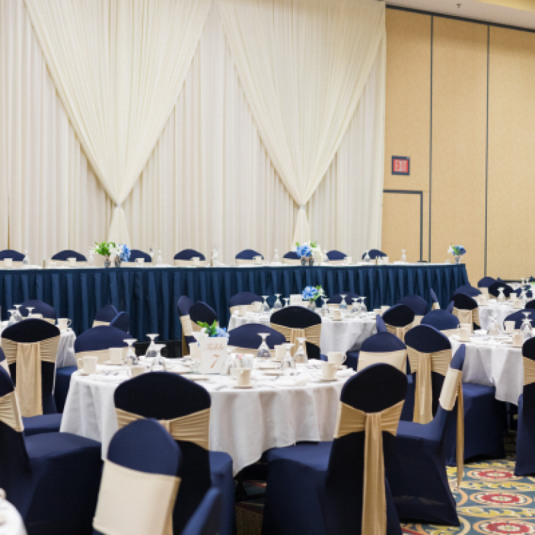 BALLROOM IN BLUE AT BLUE HARBOR RESORT WEDDING