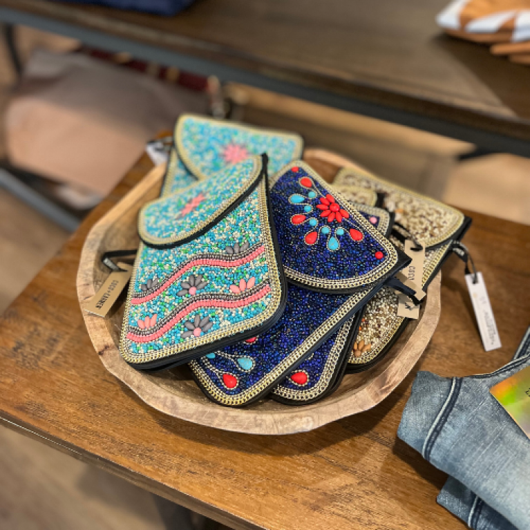 BEADED SATCHELS AT THE BOUTIQUE
