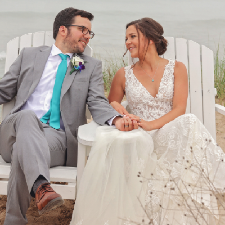 BRIDE AND GROOM ON BEACH at Blue Harbor Resort Wedding v2